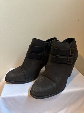 Lauren Conrad Black Buckle Strap Ankle Booties